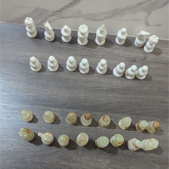 Handcrafted Marble Chess Set 32 Pieces Ornate Design Board Game Decor no board - Picture 14 of 16